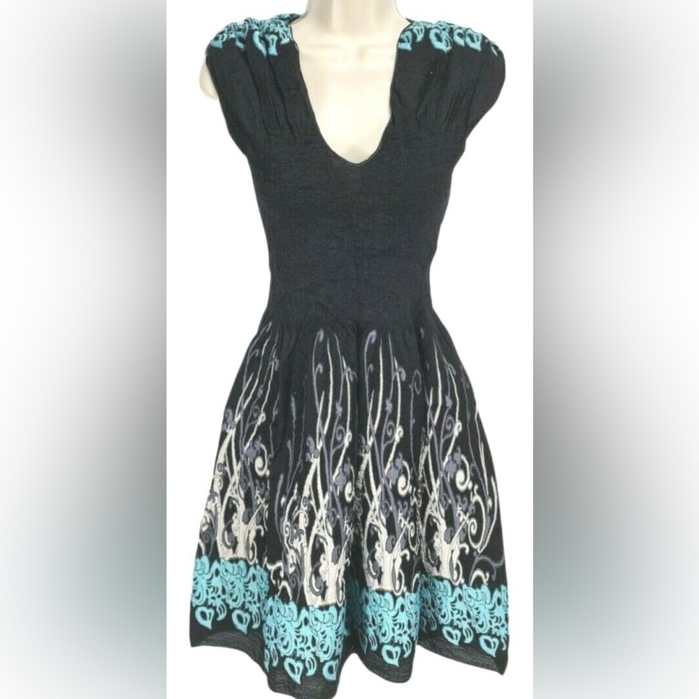 Max Studio Smocked V-neck Fit & Flare Dress